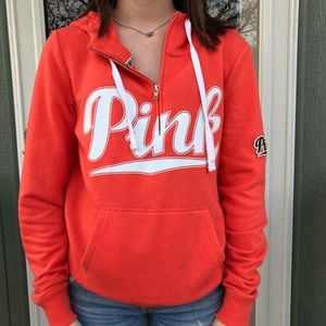 Bright orange PINK quarter zip